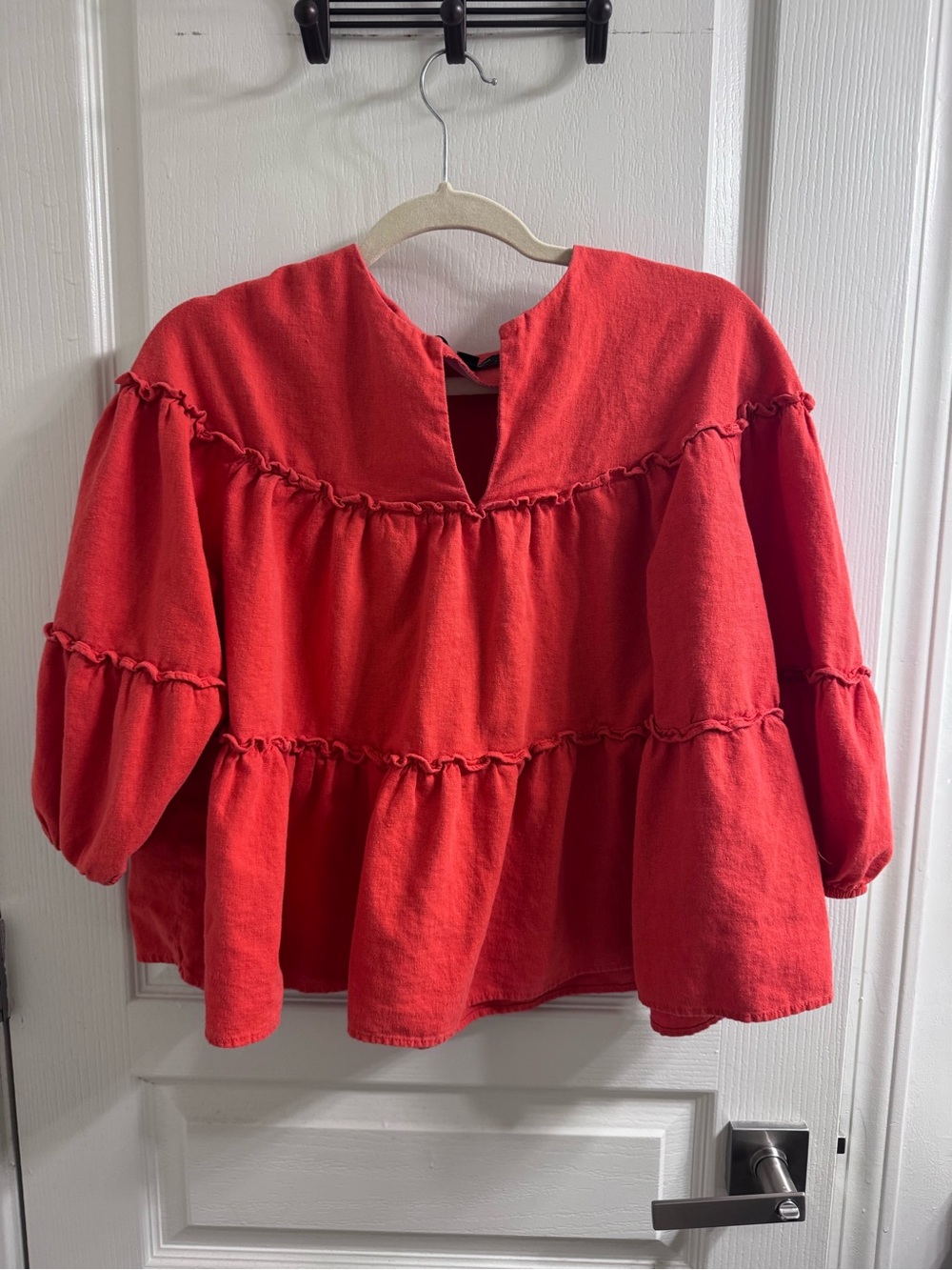 Marc New York Red Tiered Ruffle Blouse
